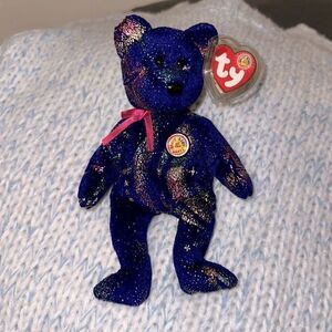ty Comet Rare Beanie Baby of the Month Galaxy Glitter Purple Teddy November 2003